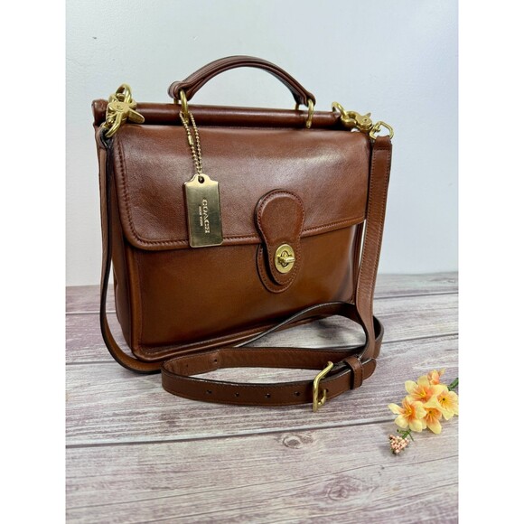 Vintage COACH Willis #9927 Brown Leather Crossbody HandBag Beautiful Condition - Picture 1 of 17